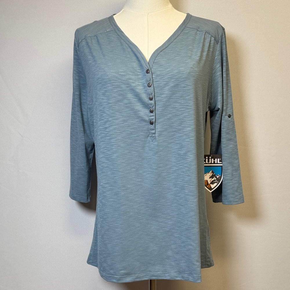 Kuhl Women's Shasta 3/4 Sleeve Stonewash Blue Shirt Size Medium